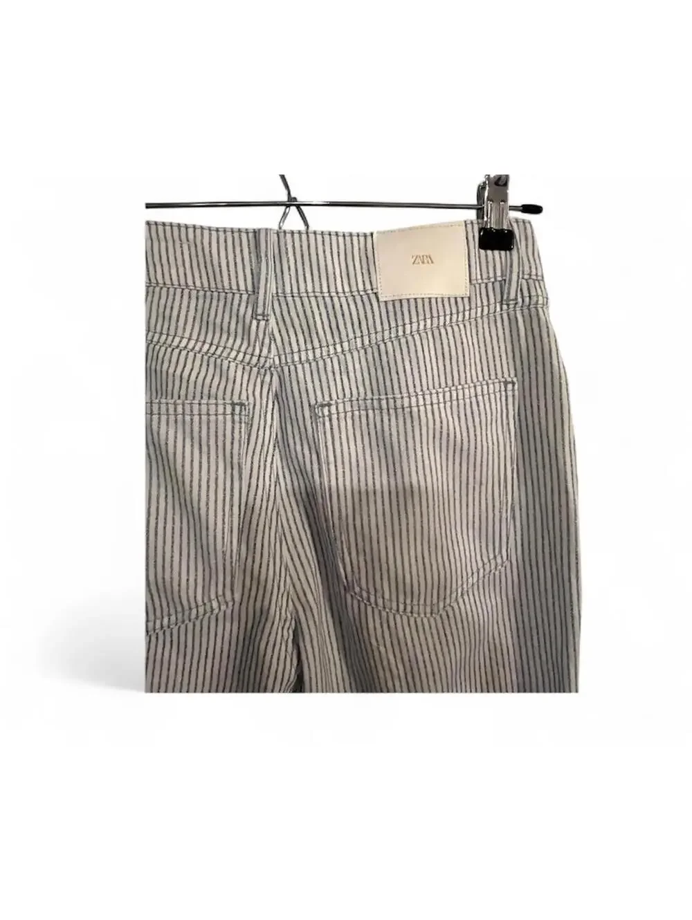NWT Zara Coastal Grandmother Blue and White Striped Casual Pants, Size 2